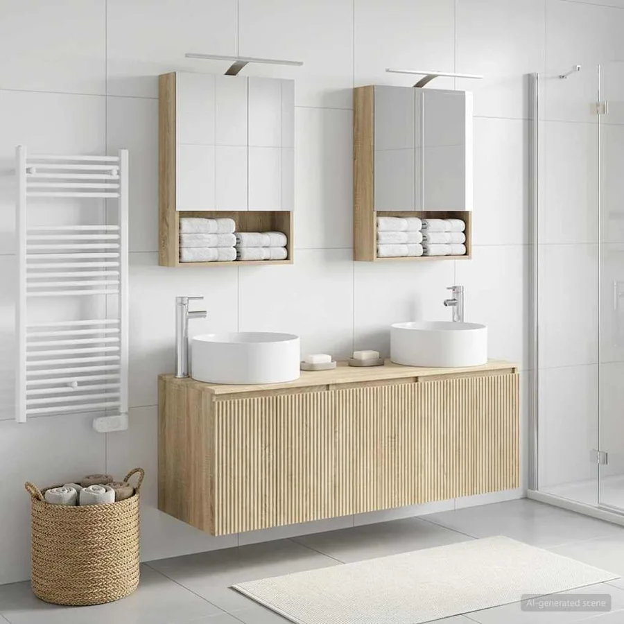 Ensemble d'armoire de salle de bain 5 pcs Chêne Sonoma - 4