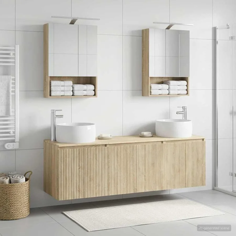 Ensemble d'armoire de salle de bain 5 pcs Chêne Sonoma