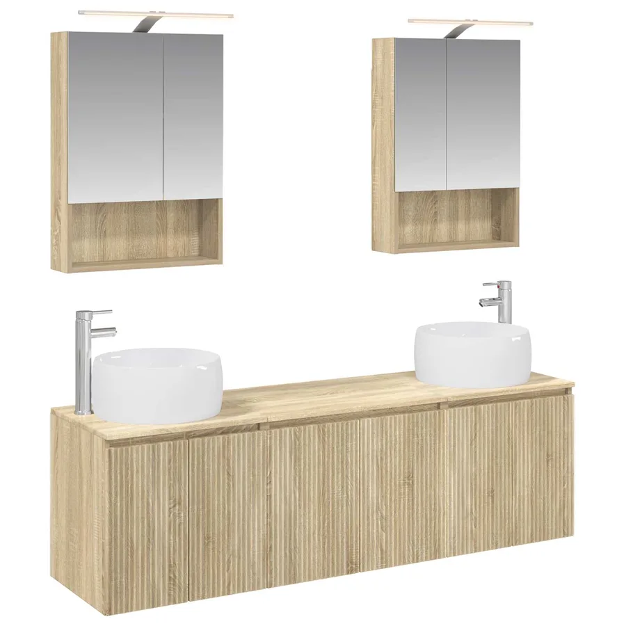 Ensemble d'armoire de salle de bain 5 pcs Chêne Sonoma - 2