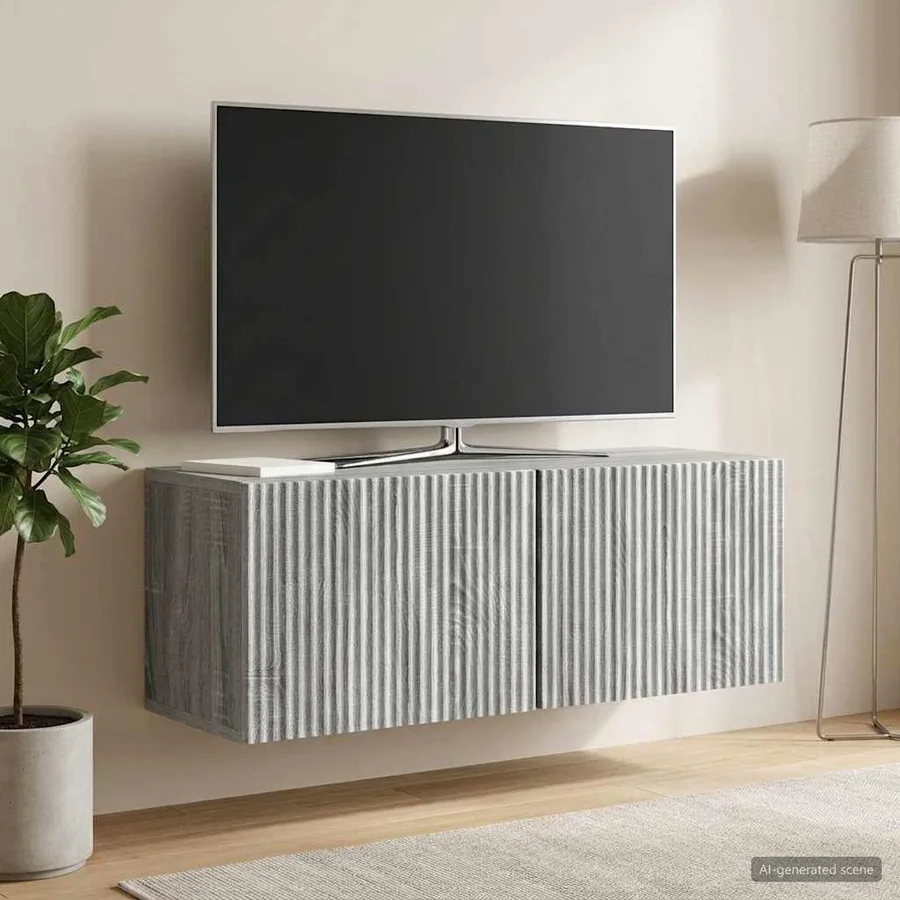 Meuble TV mural Sonoma gris 78,5 x 31 x 30 cm Bois d'ingénierie - 4