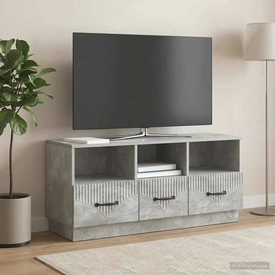 Meuble TV Gris béton 102 x 34,5 x 47 cm Bois d'ingénierie