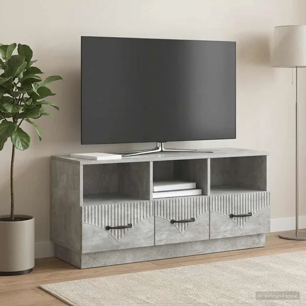 Meuble TV Gris béton 102 x 34,5 x 47 cm Bois d'ingénierie