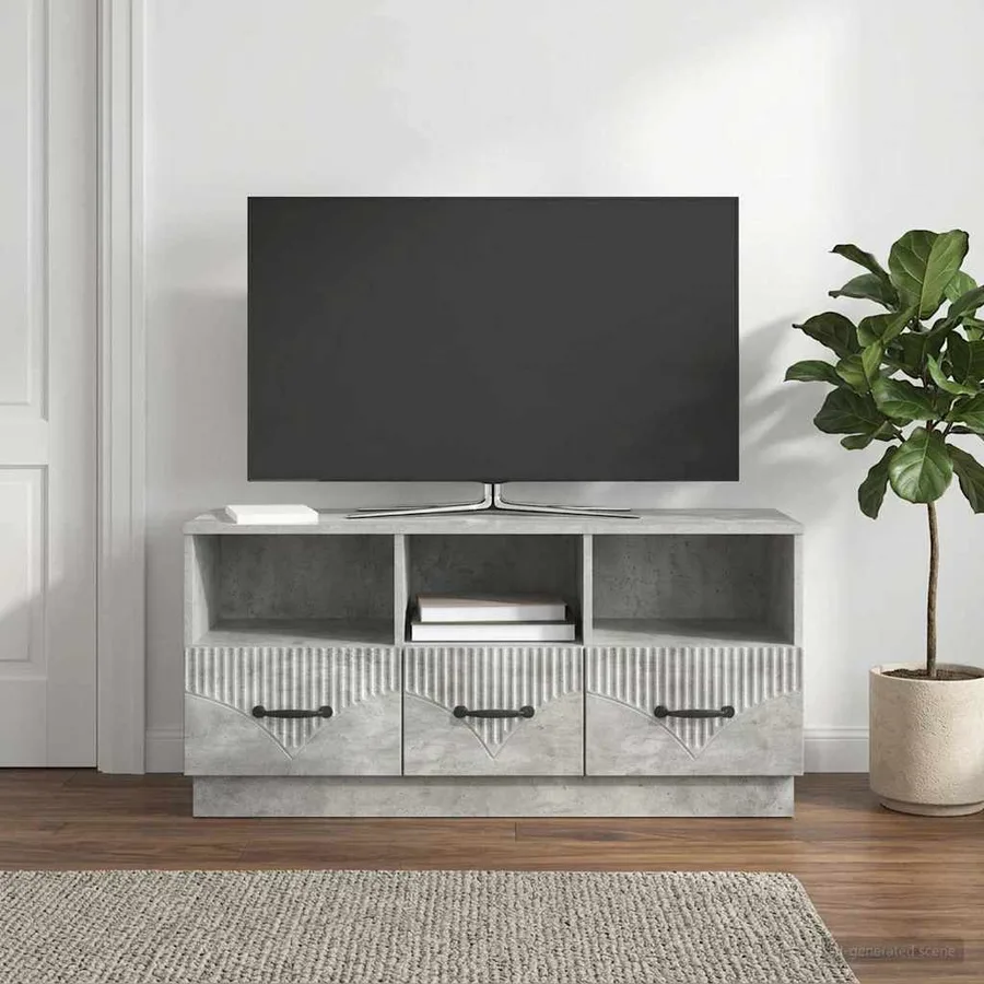 Meuble TV Gris béton 102 x 34,5 x 47 cm Bois d'ingénierie - 4