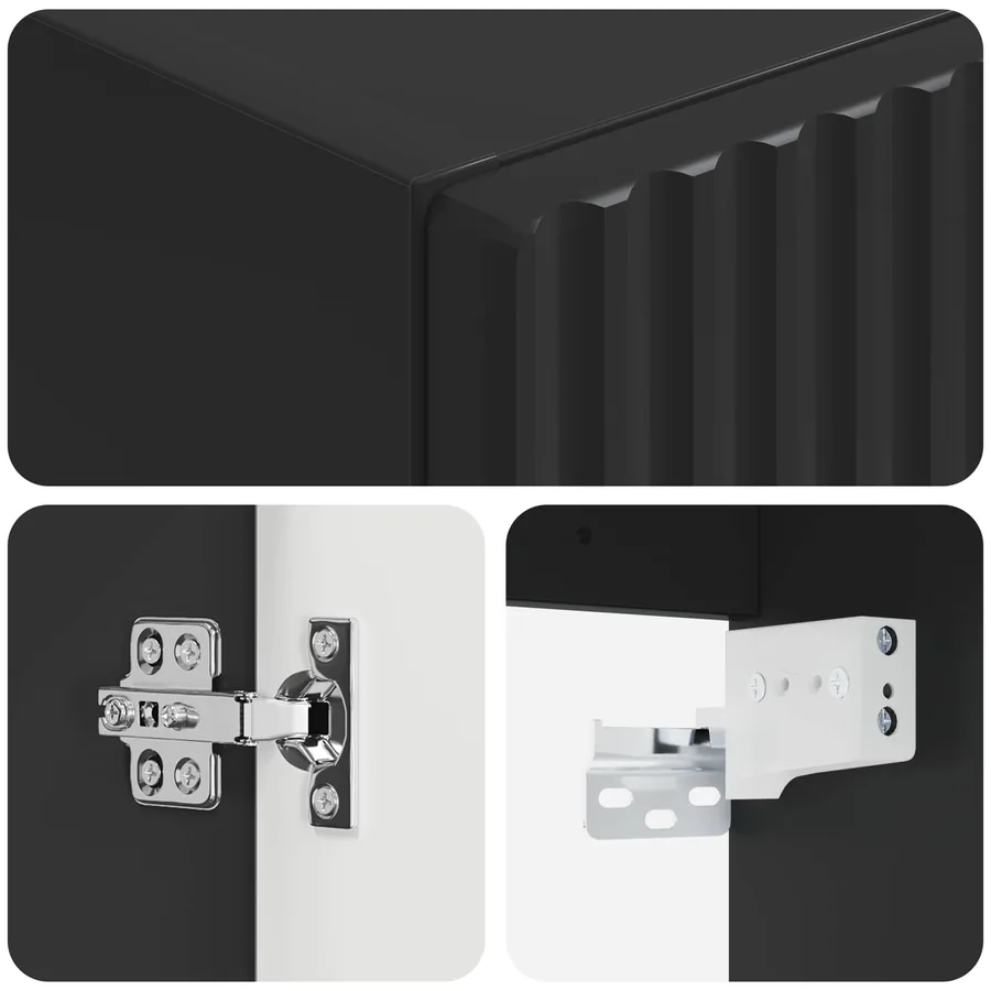 Cabinet de Salle de Bain Mural Noir 33 x 34,5 x 100 cm - 6