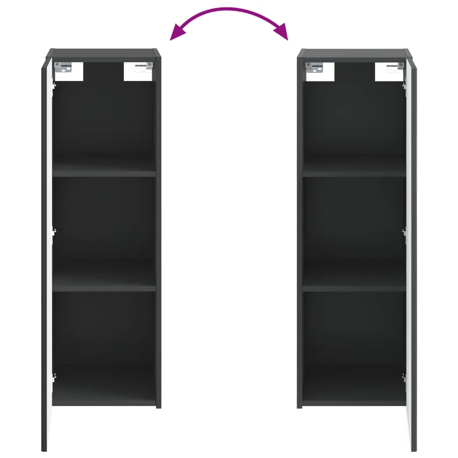 Cabinet de Salle de Bain Mural Noir 33 x 34,5 x 100 cm - 7