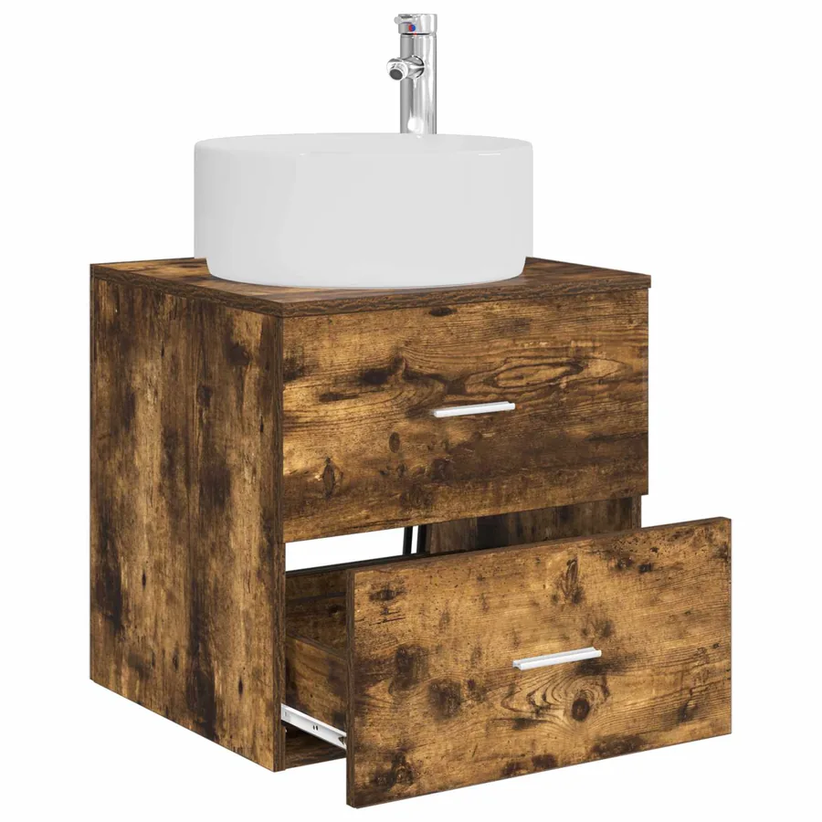Vanité de lavabo mural Chêne fumé 49,5 x 44,5 x 65,5 cm - 3