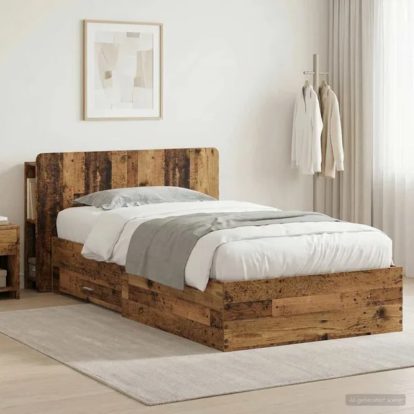 Cadre de lit avec rangement Bois ancien 100 x 200 cm