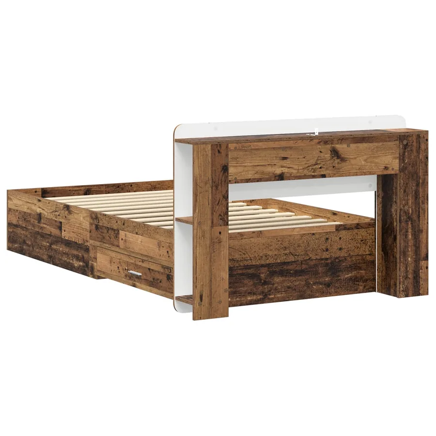 Cadre de lit avec rangement Bois ancien 100 x 200 cm - 6