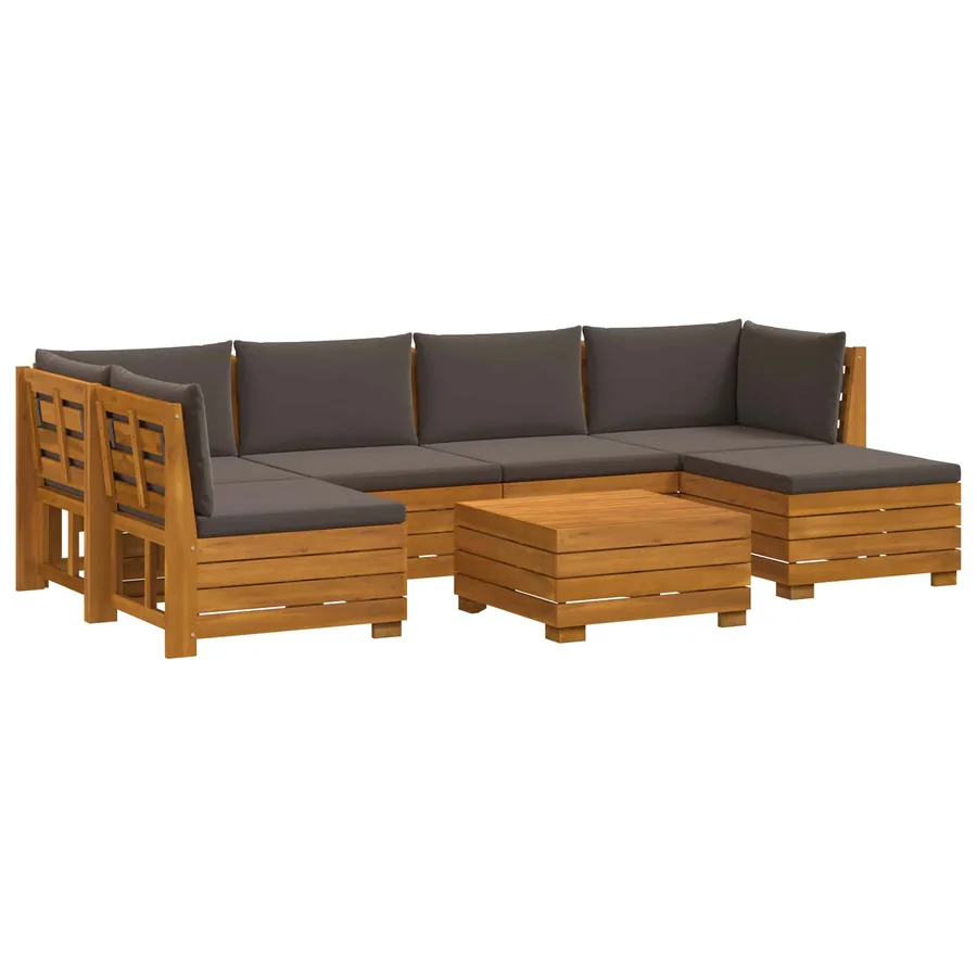 Ensemble de canapés d'extérieur avec coussin 7 Pièce Marron - 2