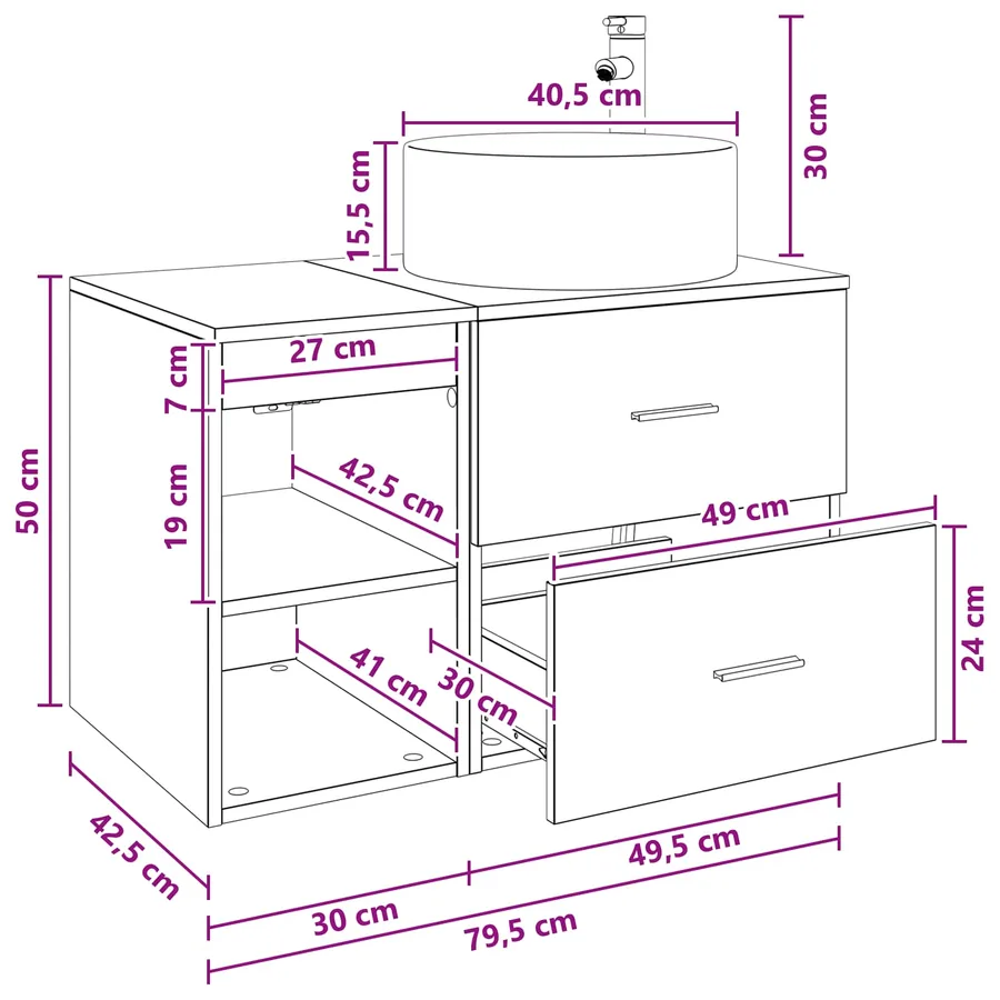 Ensemble de mobilier de salle de bain 2 pcs Chêne noir - 11