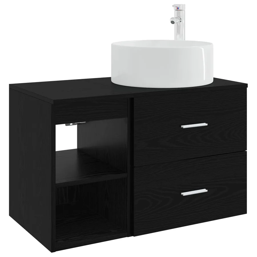 Ensemble de mobilier de salle de bain 2 pcs Chêne noir - 2