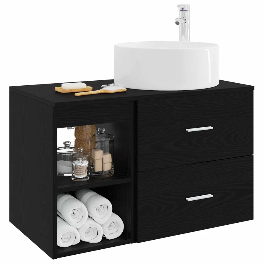 Ensemble de mobilier de salle de bain 2 pcs Chêne noir - 3