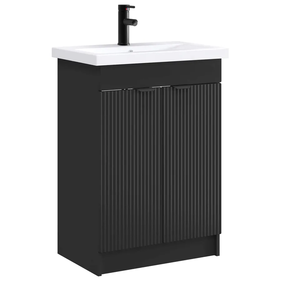 Ensemble de mobilier de salle de bain Noir 56 x 37,5 x 81 cm - 2