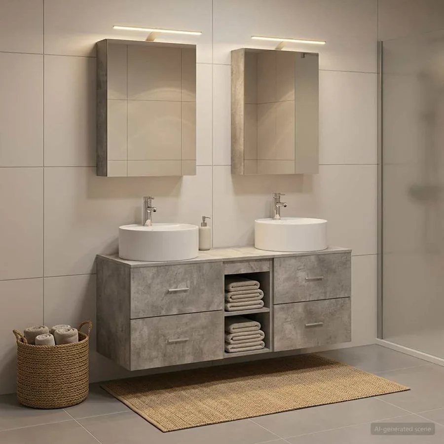 Ensemble de mobilier de salle de bain 5 pcs Gris béton