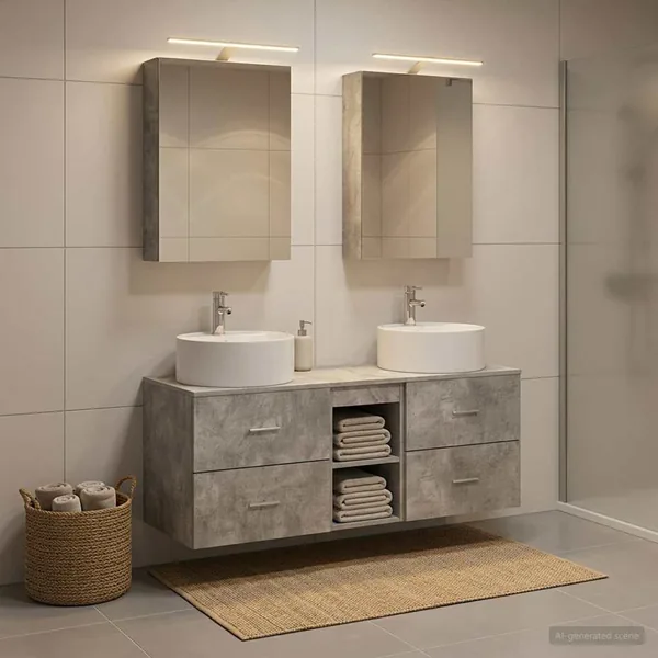 Ensemble de mobilier de salle de bain 5 pcs Gris béton