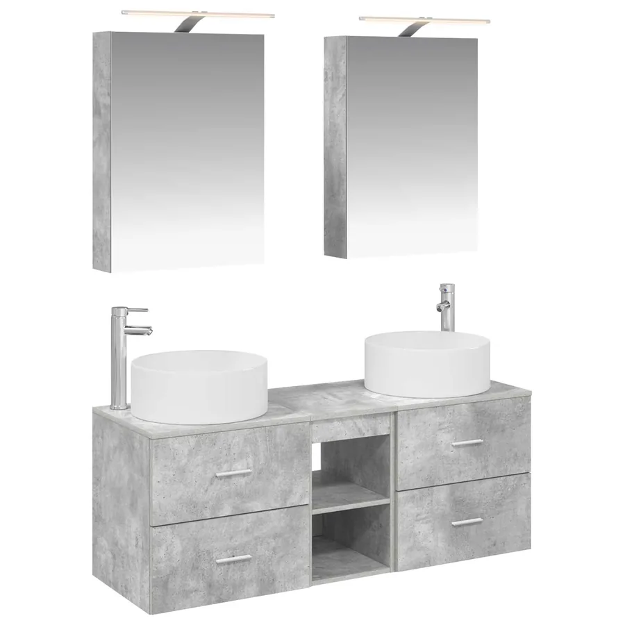 Ensemble de mobilier de salle de bain 5 pcs Gris béton - 2