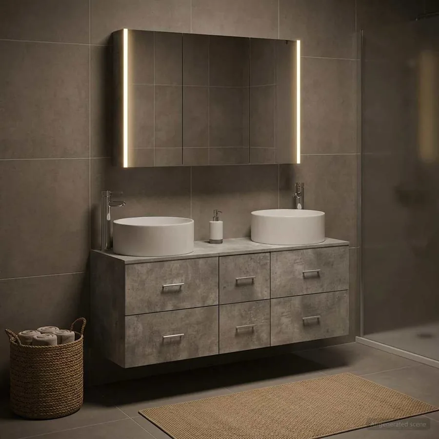 Ensemble de mobilier de salle de bain 4 pcs Gris béton