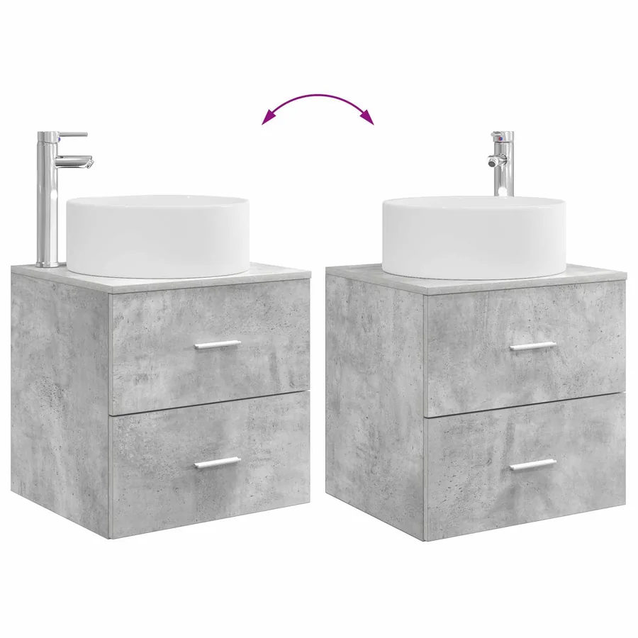 Ensemble de mobilier de salle de bain 4 pcs Gris béton - 13