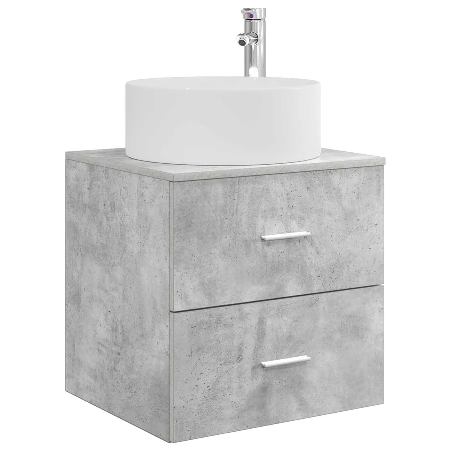 Ensemble de mobilier de salle de bain 4 pcs Gris béton - 5
