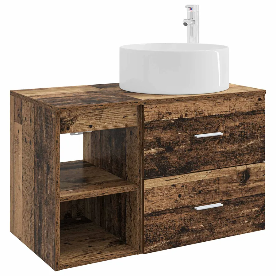 Ensemble de mobilier de salle de bain 2 pcs Bois ancien - 2
