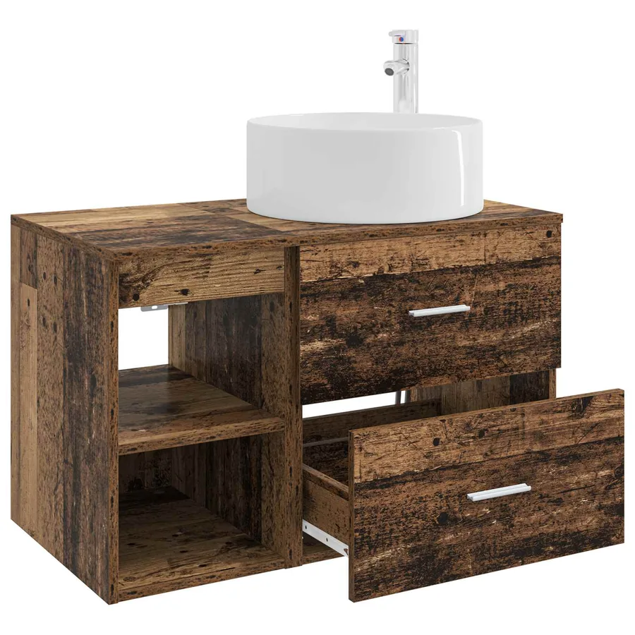 Ensemble de mobilier de salle de bain 2 pcs Bois ancien - 4
