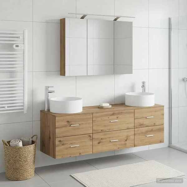 Ensemble de mobilier de salle de bain 4 pc Chêne artisanal