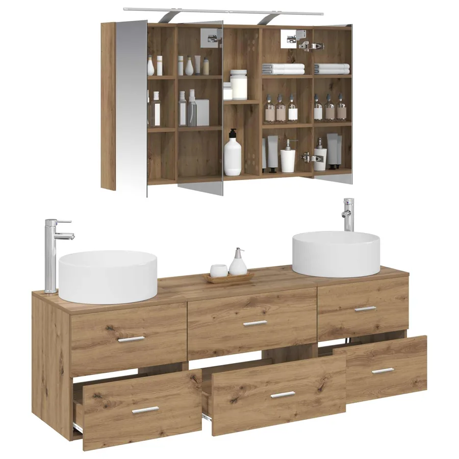 Ensemble de mobilier de salle de bain 4 pc Chêne artisanal - 3
