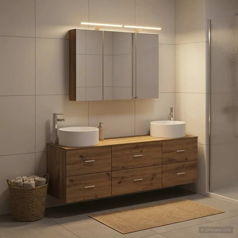 Ensemble de mobilier de salle de bain 4 pc Chêne artisanal - 4