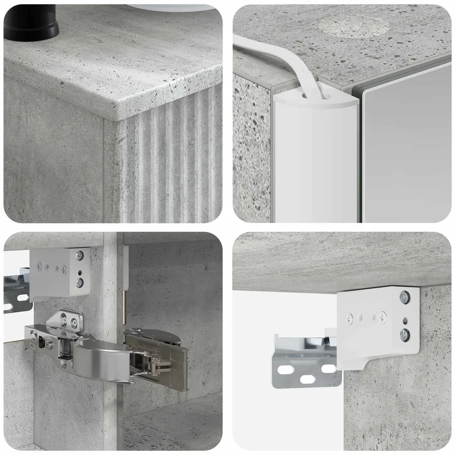 Ensemble de mobilier de salle de bain 6 pcs Gris béton - 8