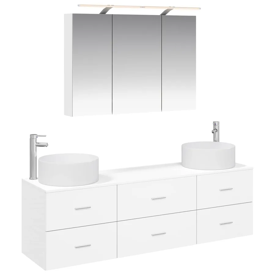 Ensemble de mobilier de salle de bain 4 pcs Blanc - 2