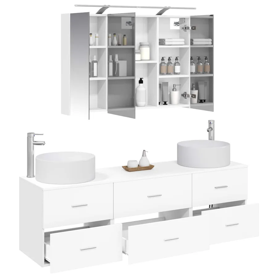 Ensemble de mobilier de salle de bain 4 pcs Blanc - 3