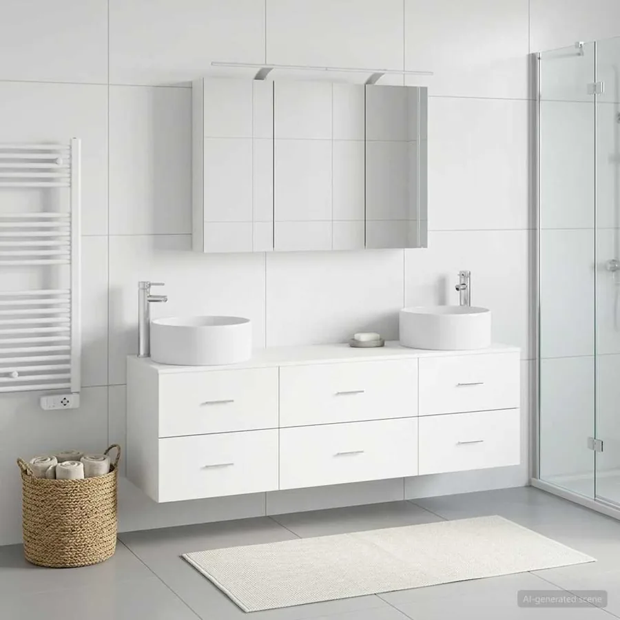 Ensemble de mobilier de salle de bain 4 pcs Blanc - 4