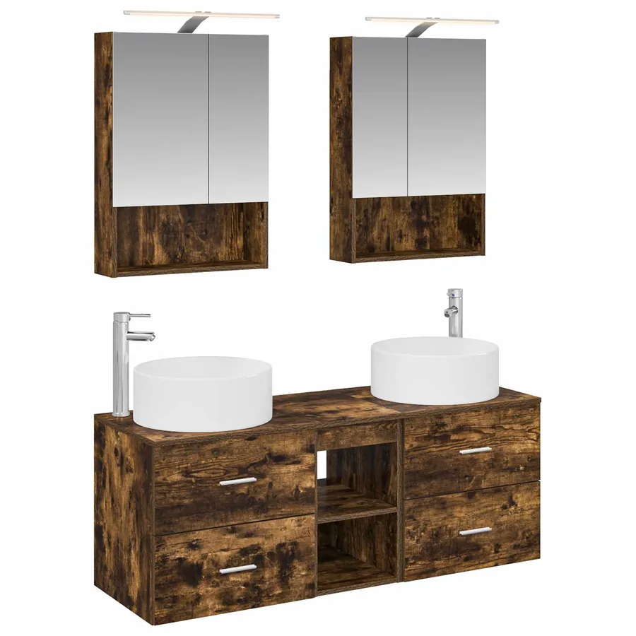 Ensemble de mobilier de salle de bain 5 pcs Chêne fumé - 2