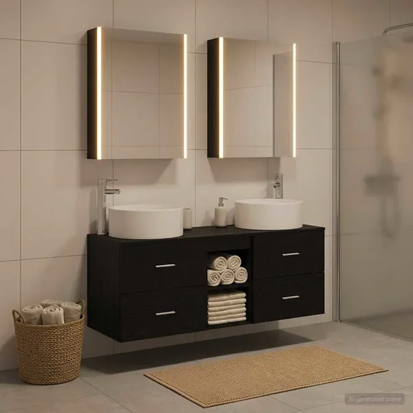 Ensemble de mobilier de salle de bain 5 pcs Chêne noir