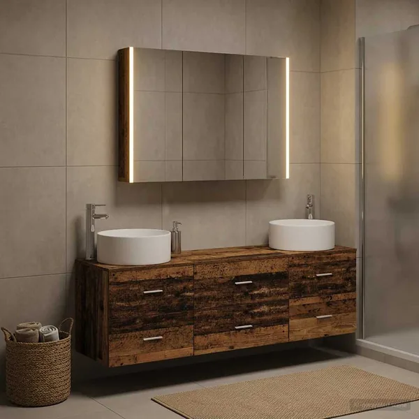 Ensemble de mobilier de salle de bain 4 pcs Bois ancien