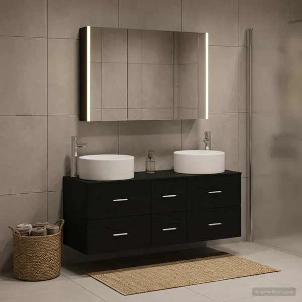 Ensemble de mobilier de salle de bain 4 pcs Chêne noir