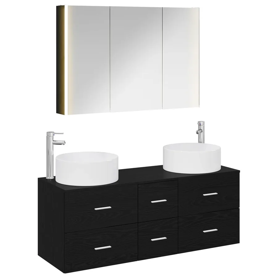 Ensemble de mobilier de salle de bain 4 pcs Chêne noir - 2