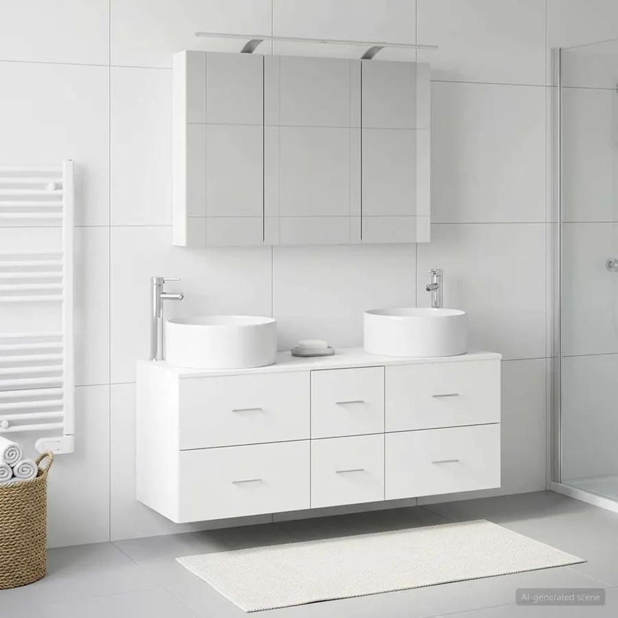 Ensemble de mobilier de salle de bain 4 pcs Blanc