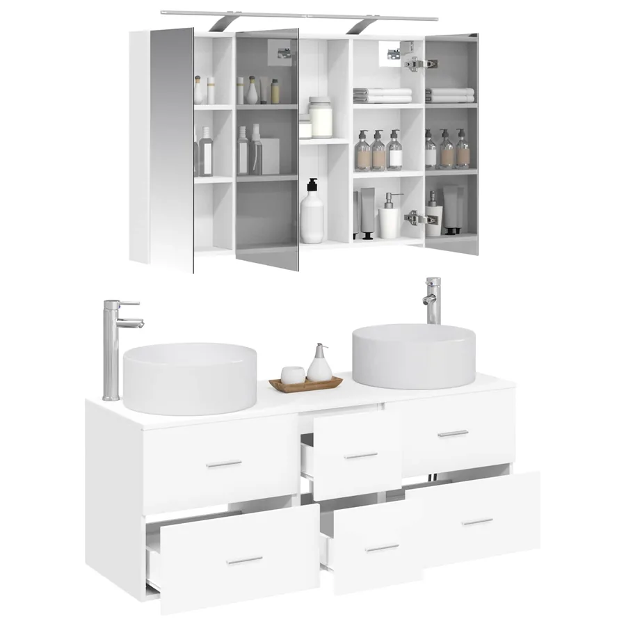 Ensemble de mobilier de salle de bain 4 pcs Blanc - 3