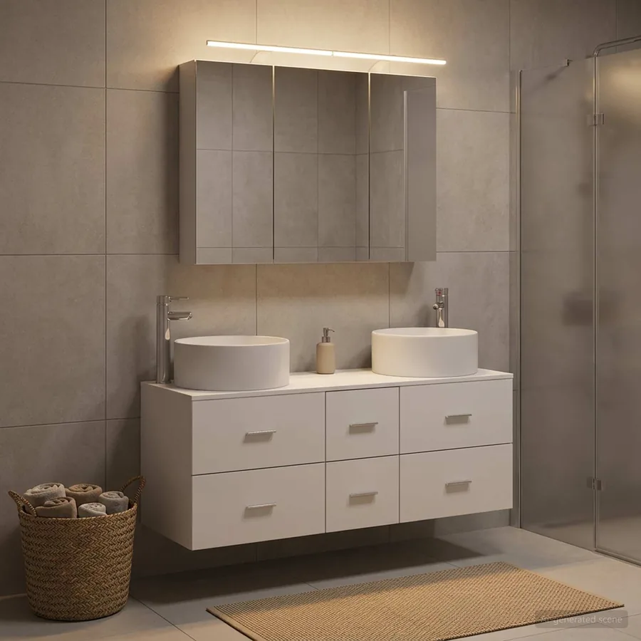 Ensemble de mobilier de salle de bain 4 pcs Blanc - 4