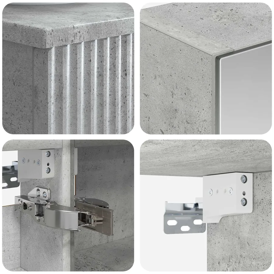 Ensemble d'armoire de salle de bain 4 pcs Gris béton - 6