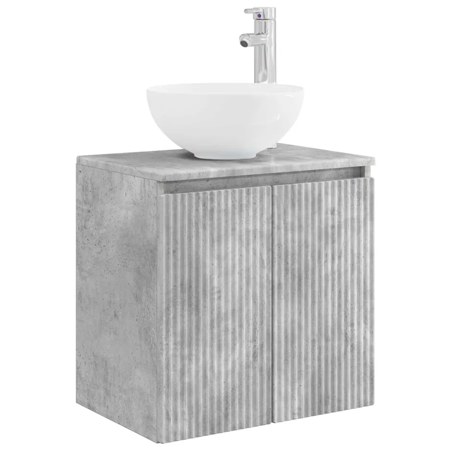 Ensemble de mobilier de salle de bain 6 pcs Gris béton - 5