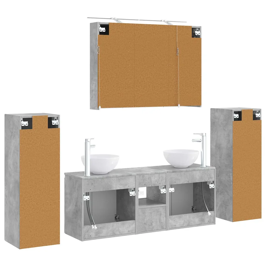 Ensemble de mobilier de salle de bain 6 pcs Gris béton - 9
