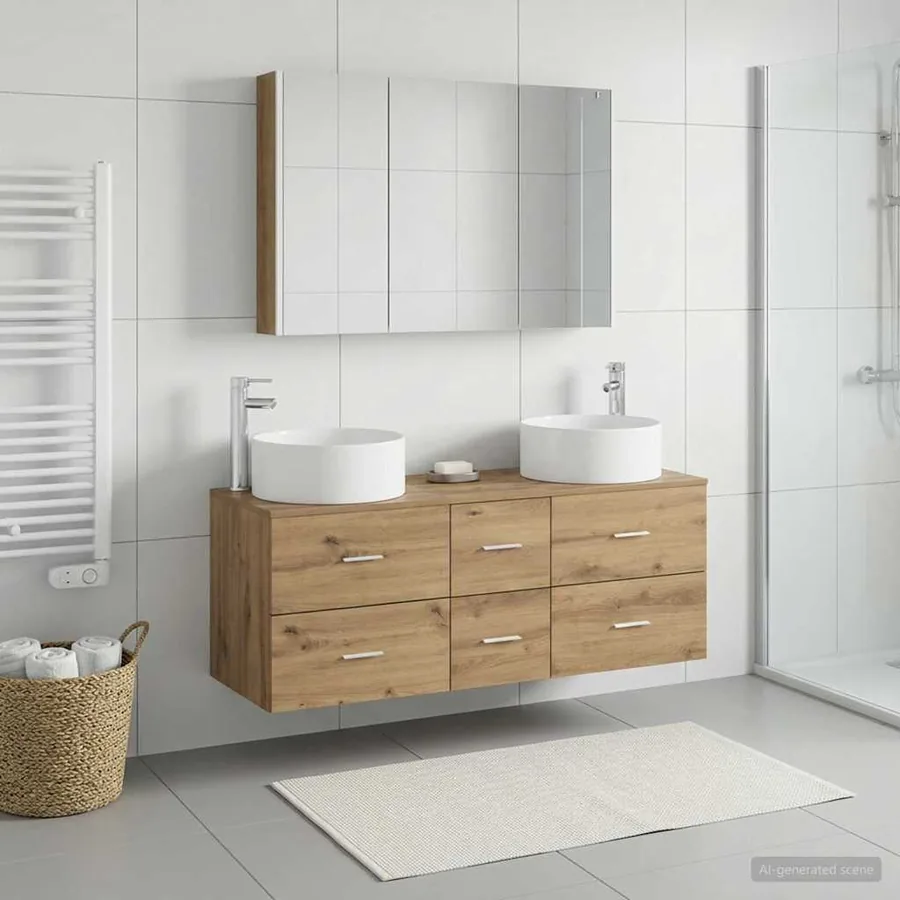 Ensemble de mobilier de salle de bain 4 pc Chêne artisanal