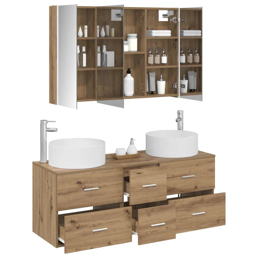 Ensemble de mobilier de salle de bain 4 pc Chêne artisanal - 3