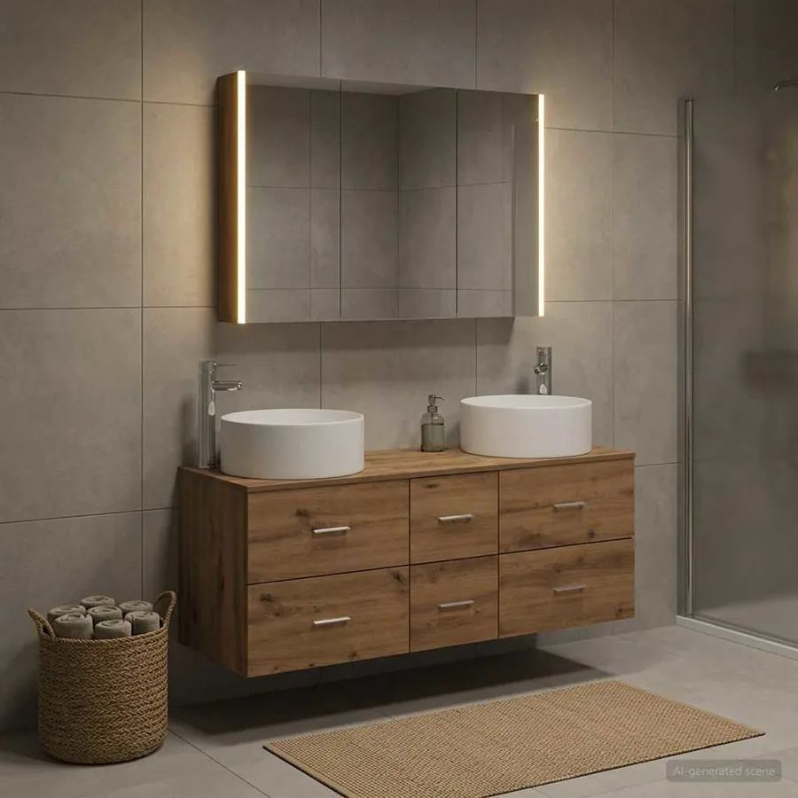 Ensemble de mobilier de salle de bain 4 pc Chêne artisanal - 4