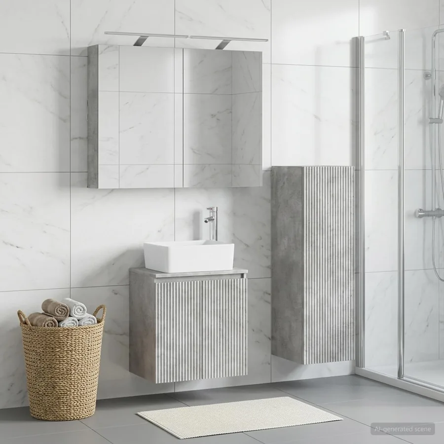 Ensemble de mobilier de salle de bain 4 pcs Gris béton