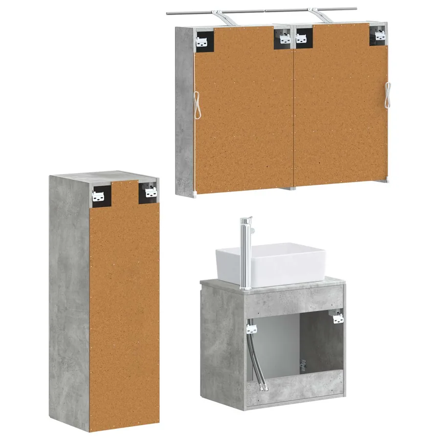 Ensemble de mobilier de salle de bain 4 pcs Gris béton - 5