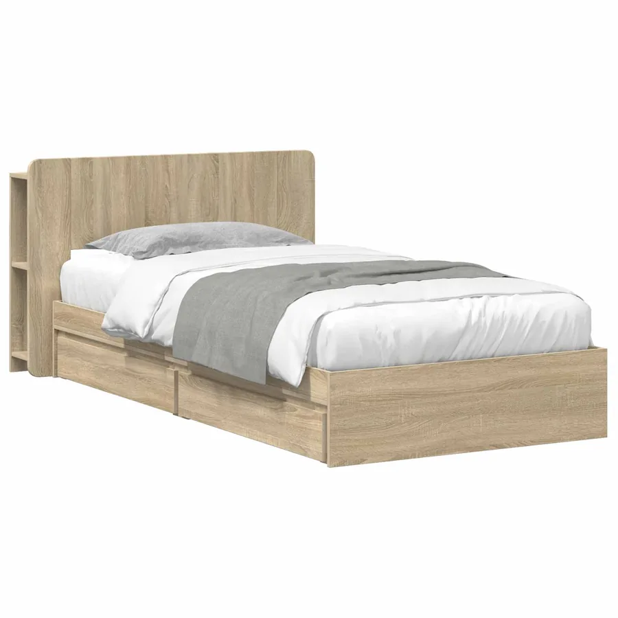 Cadre de lit avec rangement Chêne Sonoma 90 x 190 cm - 2