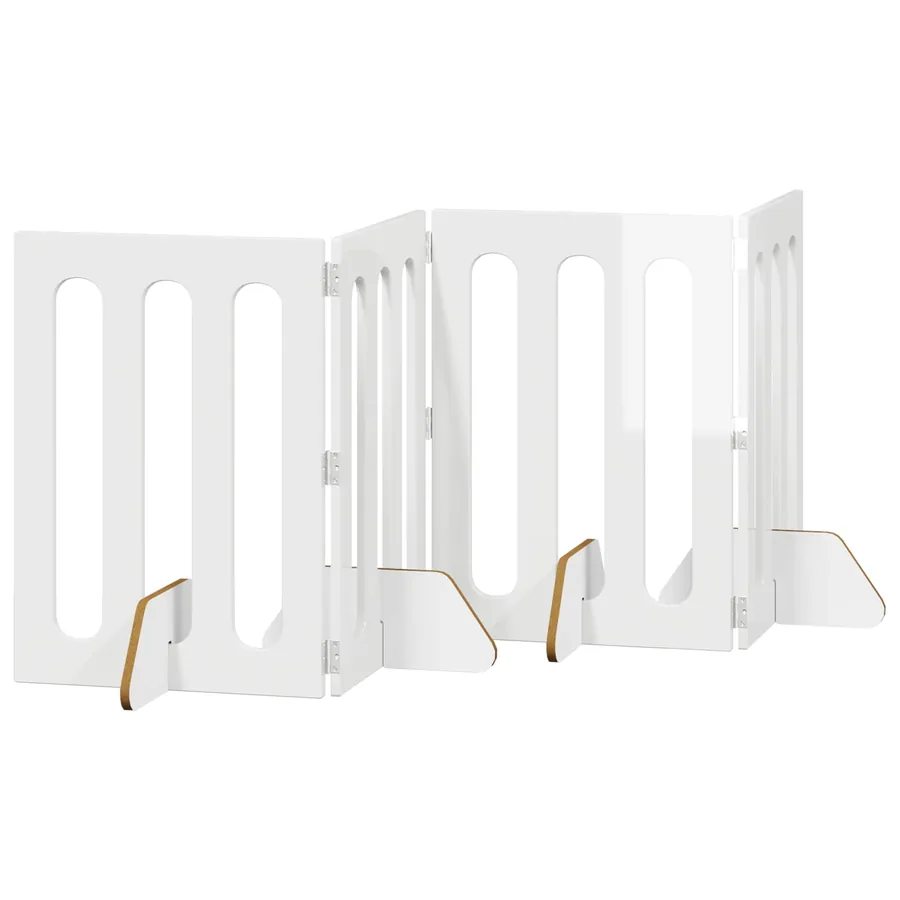 Clôture pliable pour animaux 4 pcs Blanc Brillant - 2